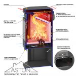 Печь-Камин ASTON 12 кВт (200 м3) Призматик с плитой (Амфиболит) — изображение 4