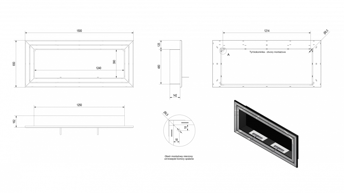 Биокамин JULIET/1500/TUV (1500*650) — изображение 5