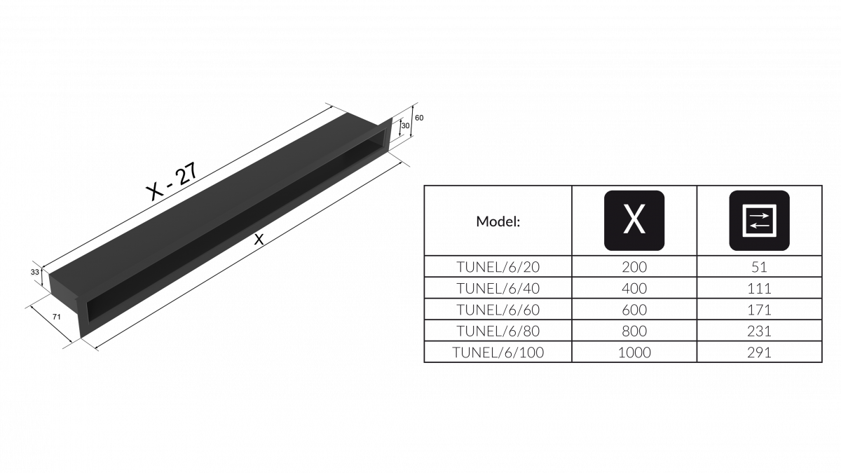 Туннель Графит TUNEL/6/20/G (60x200мм) — изображение 4
